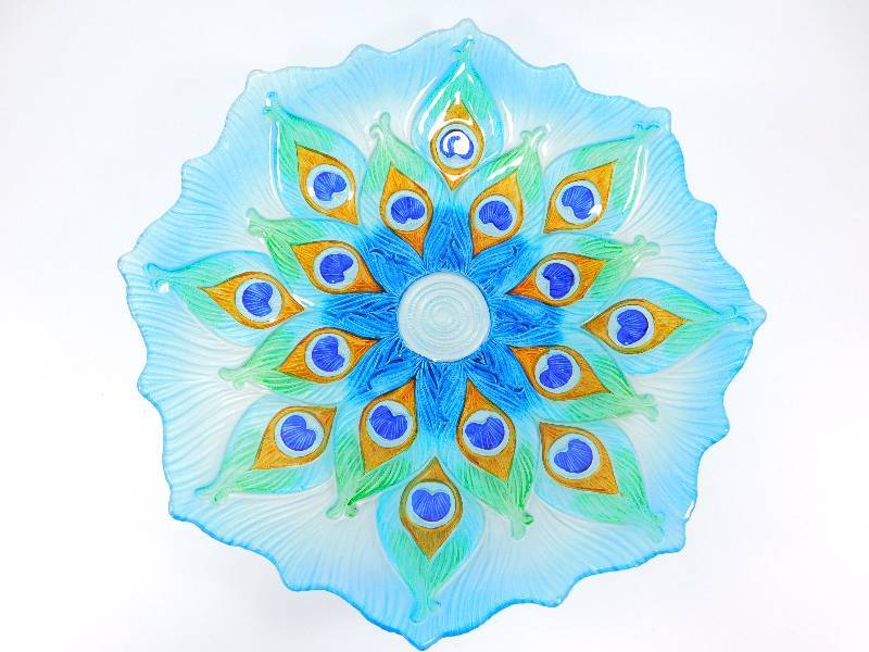 Decorative Glass Peacock BowlPlate