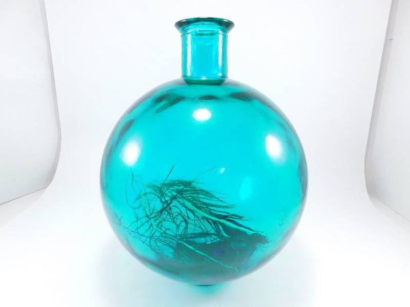 Aqua-Colored Glass Bubble Vase