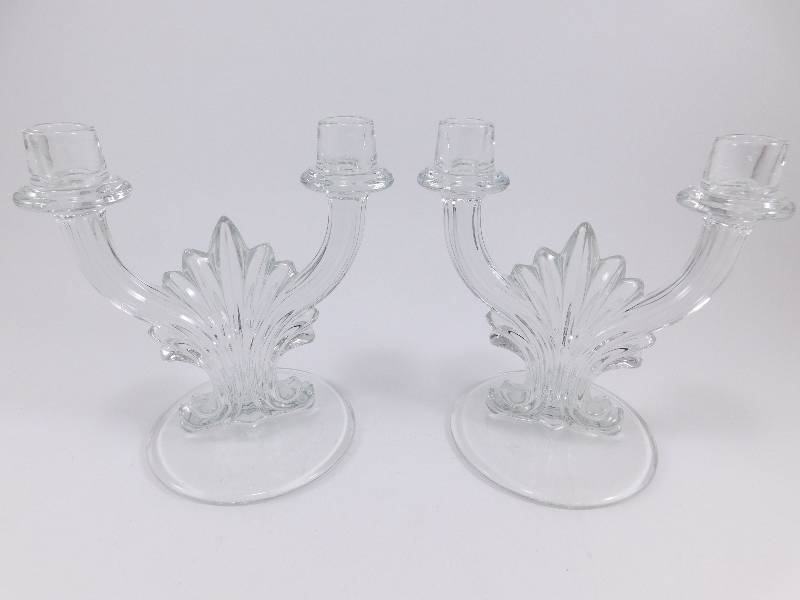 Pair of Glass Candle holders