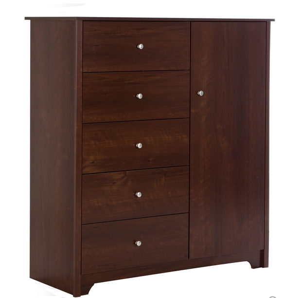 lot 48 image: South Shore Vito Door Chest With 5 Drawers, Sumptuous Cherry