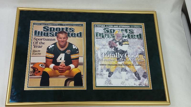 lot 6 image: Sports Illustrated Brett Favre - Sportsman of the Year - Cover Issue Framed Print - 27.5 x 19