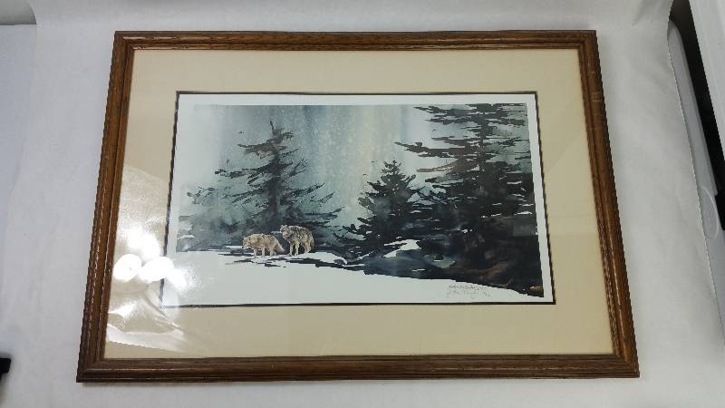 lot 7 image: Murten E. Solber From The North They Came Wolves Print - Signed & Framed - 30 x 21