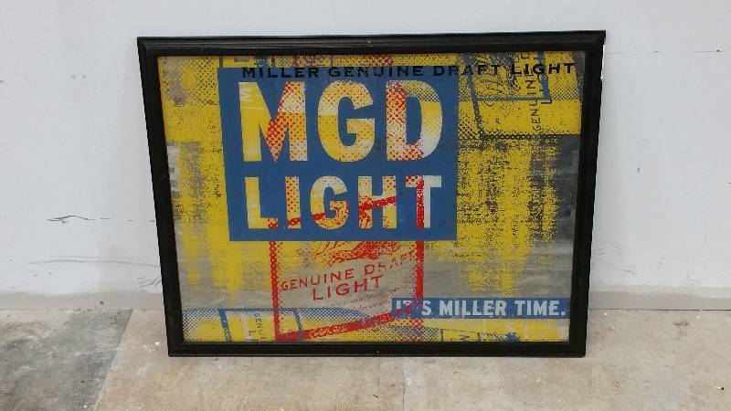 lot 12 image: MGD Miller Genuine Draft Light - Framed Wall Decor - 34.5 x 26.5