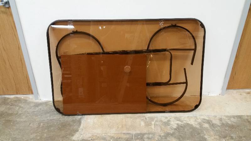 lot 25 image: Tinted Brown Glass Table - 59 x 37.75 Top