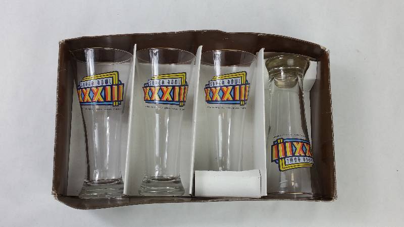 lot 51 image: Four Superbowl Glasses - XXXIII