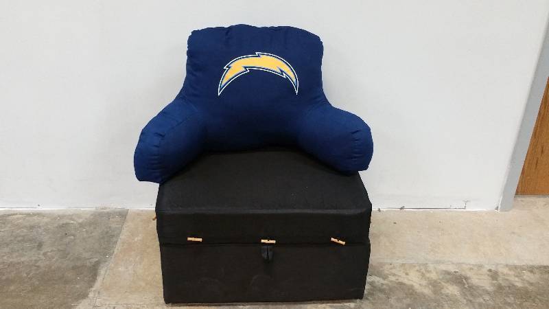 lot 70 image: Black San Juan Ottoman Frame & NFL Chargers Bed Rest