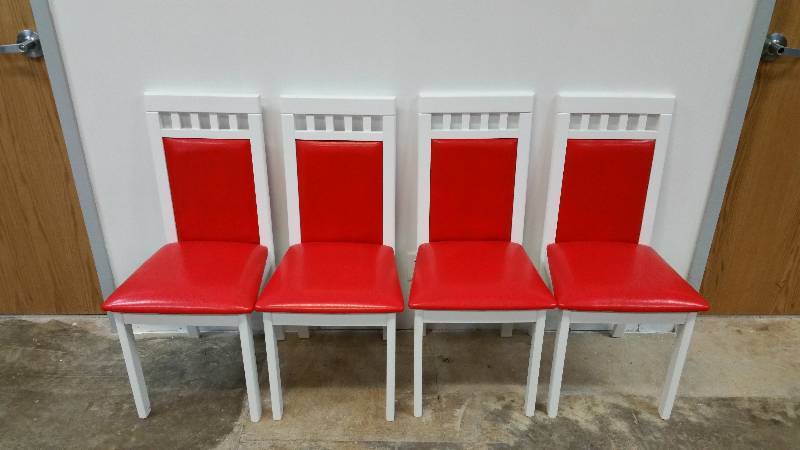 lot 71 image: 4 pc. McLeland Design Stockholm Red & White Dining Chair - Set of Four