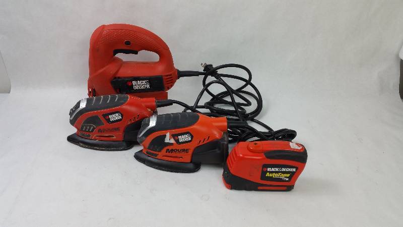 lot 81 image: Black & Decker Tool Lot - Sander, Jig Saw & Tape Measure