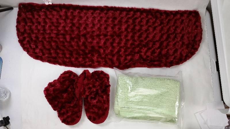 lot 111 image: Alcove Maisy 2pc Chenille Sham Set & Planet Spa Scented Shawl and BootsSlippers