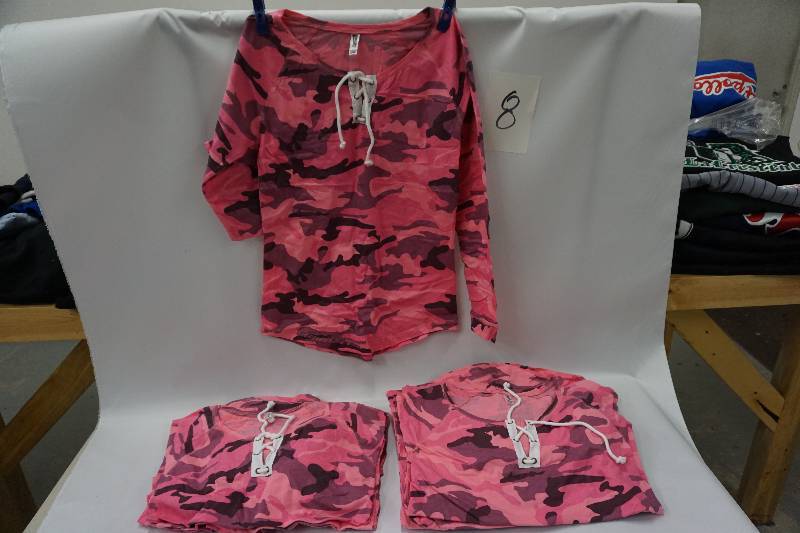 Pennant Brand Ladies Pink Camo Long Sleeve Lace Up Shirts