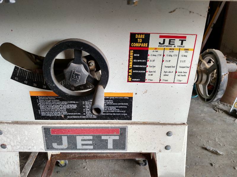 lot 38 image: Jet 10 Tilting Arbor Table saw, Wo...