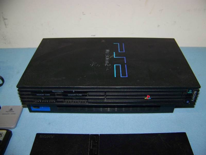 lot 40 image: (2) Sony, Playstation 2  PS2 Video Game Consoles, Memory Cards and Cables