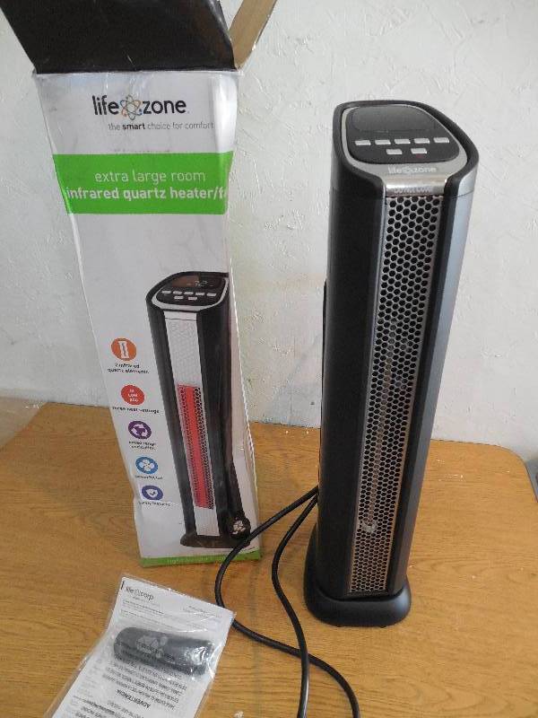 lot 55 image: Lifesmart 24 in. All Season Large Room 1500-Watt Infrared Tower Heater and Cooling Fan with Remote