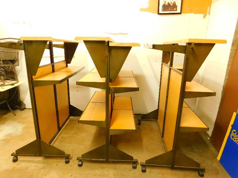 lot 72 image: Lot of 3 Retail Shelving UnitsDisplay RacksClothes Racks wAdjustable Shelves