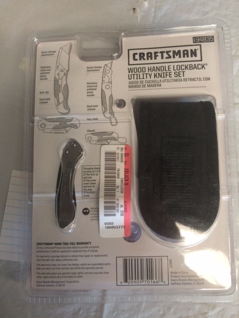 lot 46 image: Craftsman Wood Handle lock back utility knife set with case