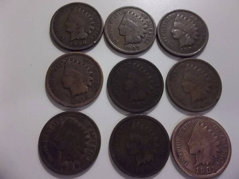 1901 To 1908 Indian Heads All Inclusive Plus One Dup