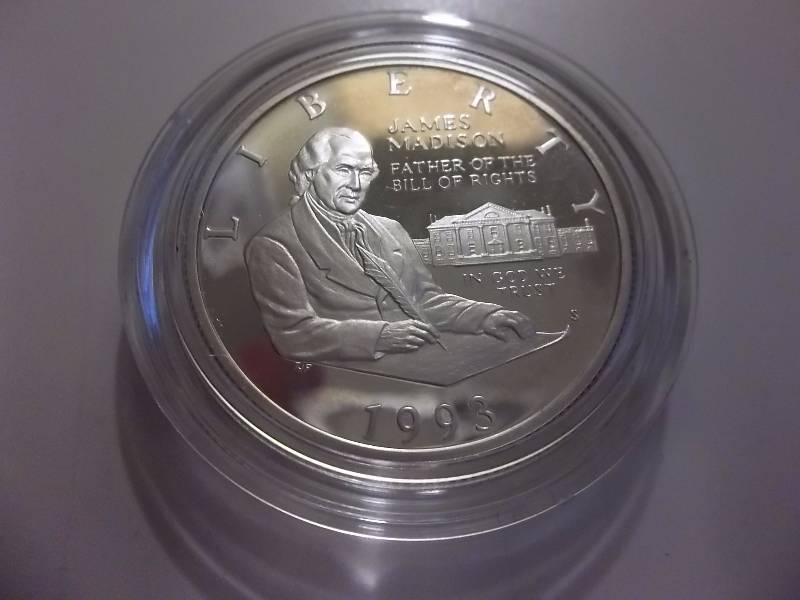 1993 S James Madison Bill Of Rights Commemorative Silver Proof  Half Dollar
