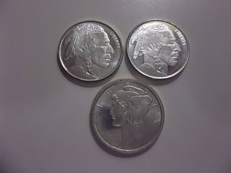 3-110 Oz. .999 Fine Silver Rounds Unc.