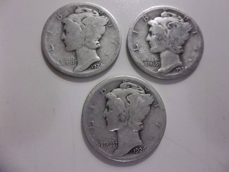 1924, 1925, 1926 Mercury Dimes