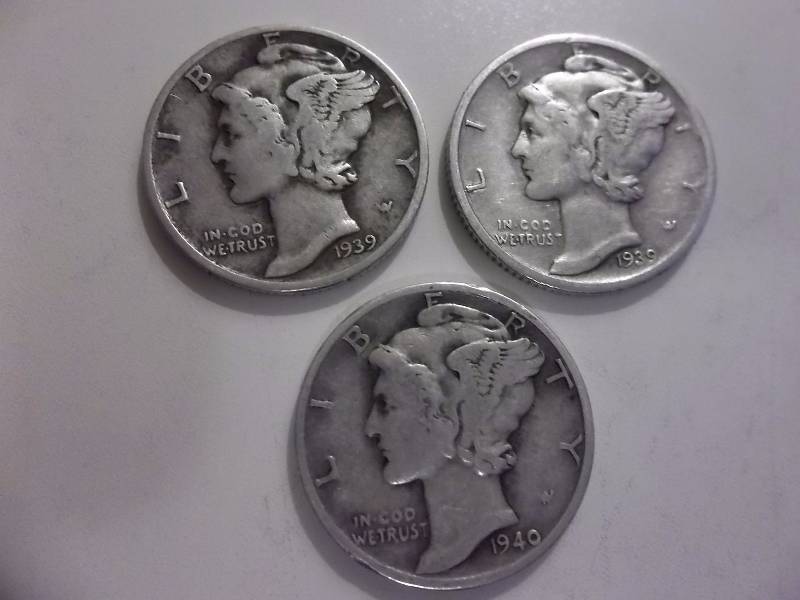 1939, 1939 D, 1940 Mercury Dimes