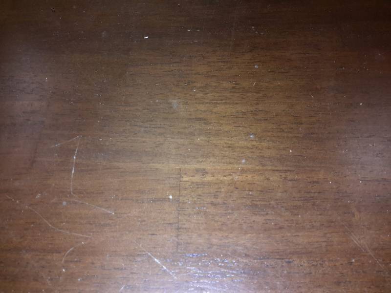 lot 106 image: Nice Solid wood table.  Top looks to be butcher block that has been stained very dark.. Could be a nice one