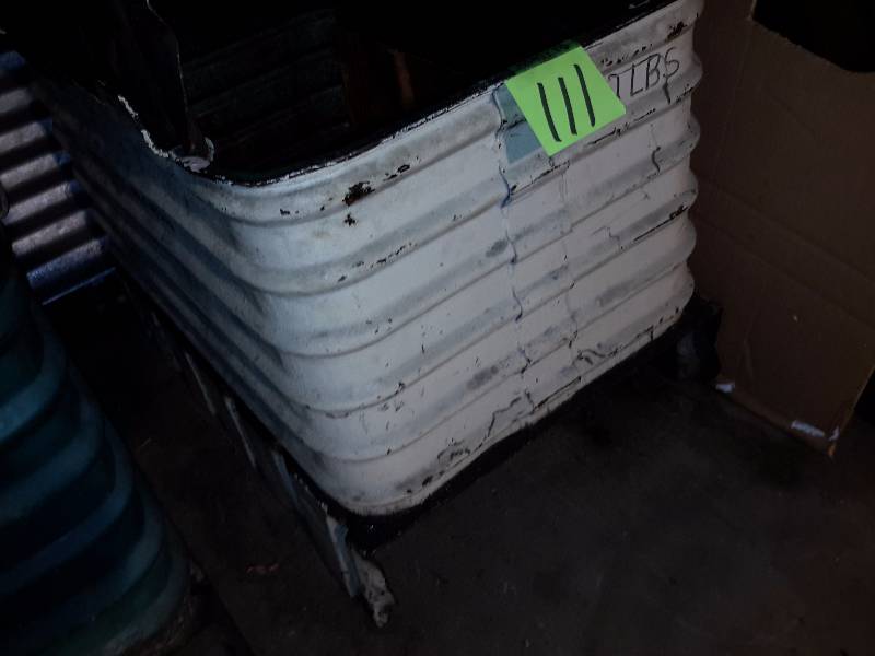lot 111 image: Vintage Heavy metal storage bins.. Able to receive a fork lift