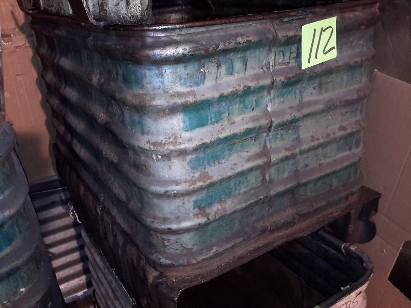 lot 112 image: Vintage Heavy metal storage bins.. Able to receive a fork lift