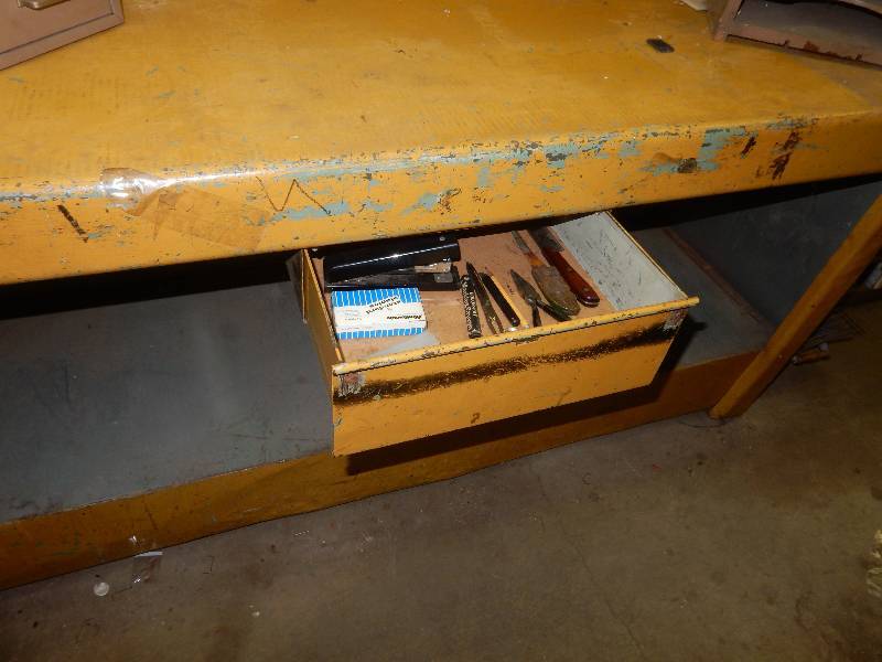 lot 14 image: All Steel Work Bench with drawer