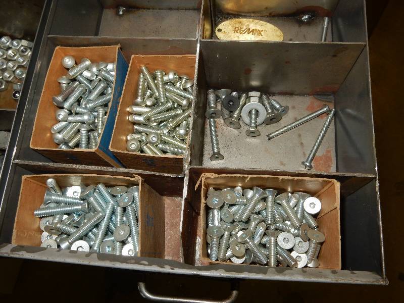 lot 179 image: 3 drawers of hardware.. take the hardware only.. Drawer not included