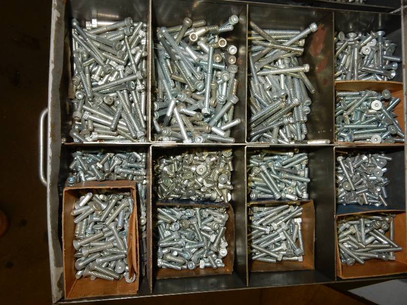 lot 180 image: 3 drawers of hardware.. take the hardware only.. Drawer not included