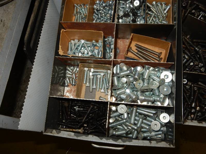 lot 181 image: 3 drawers of hardware.. take the hardware only.. Drawer not included