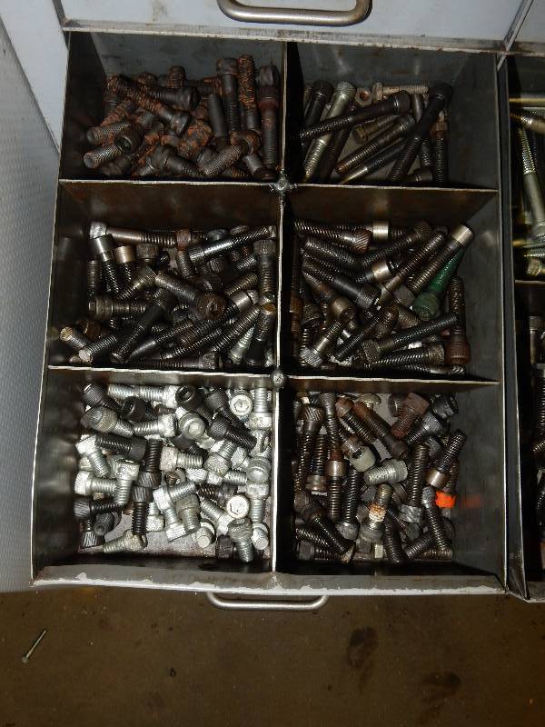 lot 183 image: 3 drawers of hardware.. take the hardware only.. Drawer not included