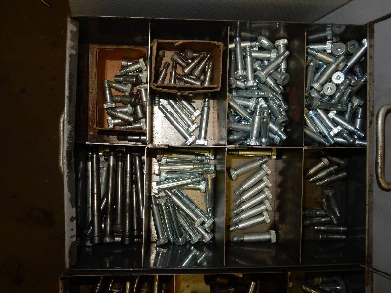 lot 185 image: 3 drawers of hardware.. take the hardware only.. Drawer not included