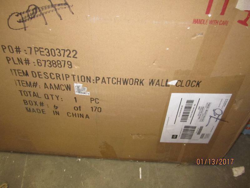 Patchwork Wall Clock open box, unte...