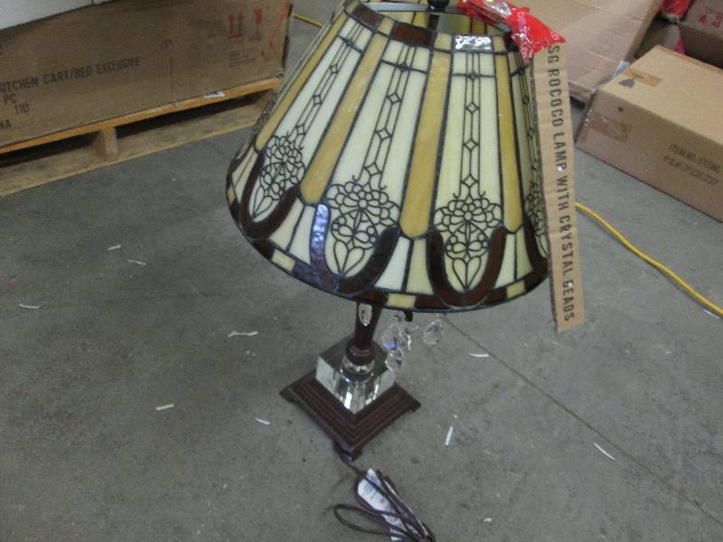 Stained Glass Rococo Lamp with Crys...