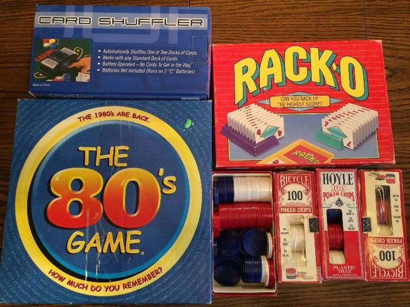 lot 53 image: Collectible Games & Card Shuffler - New - Plus Hoyle Poker Chips
