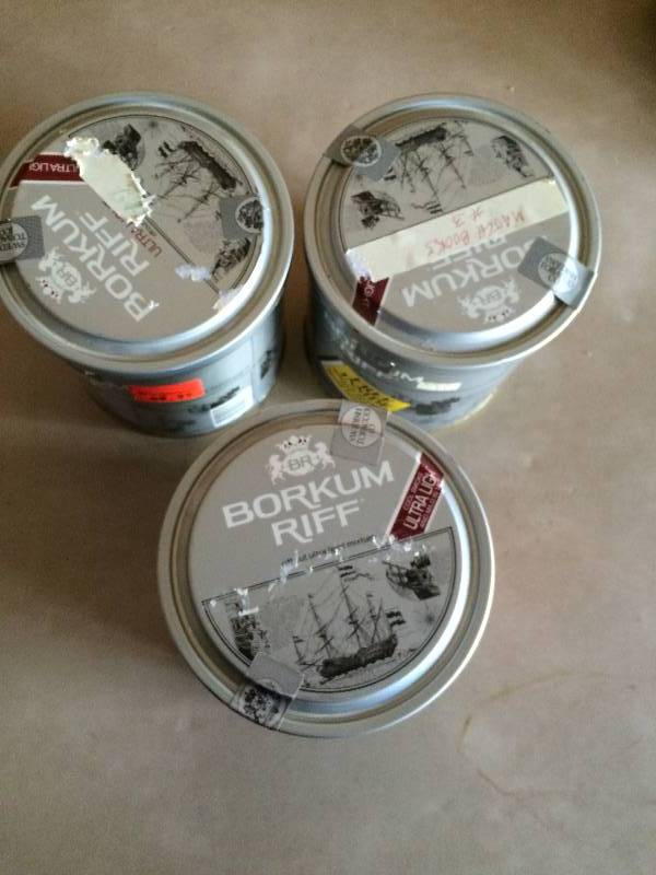 lot 51 image: Collectible Rare Vintage Borkum Riff Tobacco 3 Tins Canisters