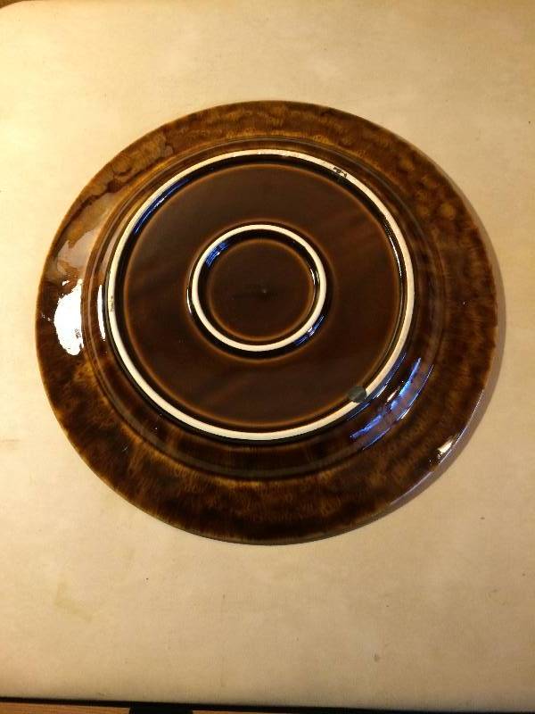 lot 142 image: 16 Collectible Brown Drip Pottery Round Serving Platter
