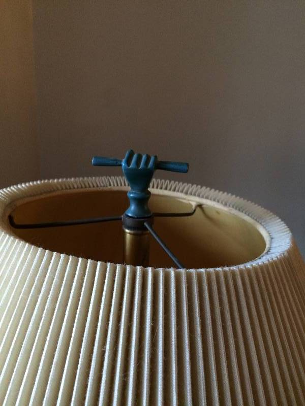 lot 81 image: 1960 Hand Crafted Mid Century Modern Blue Pottery Lamp Dual Light With Super Cool Finial