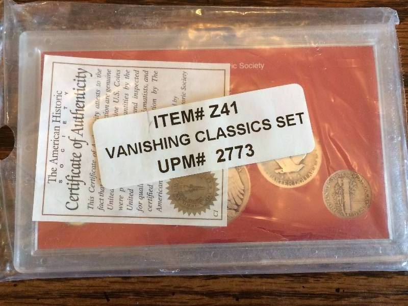 lot 188 image: Collectible Americana Series 5 Coin Collection Vanishing Classics Please See Pictures - Still In Original Sealed Bag Will Update With Better Pictures Of Coins