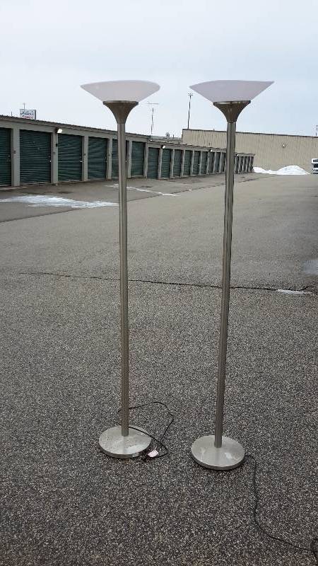 lot 53 image: pair of tall floor lams - no bulbs