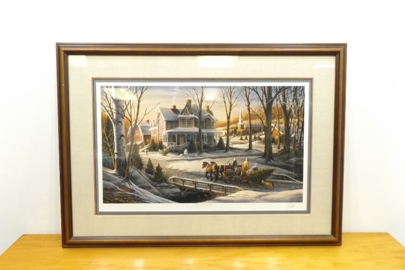 lot 17 image: Large Framed Pencil Signed Homeward Bound Terry Redlin Print