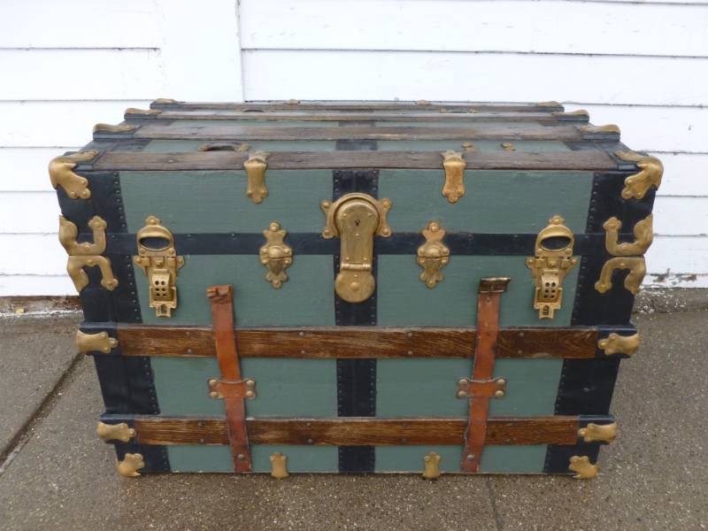 lot 2 image: Antique Steamer Trunk