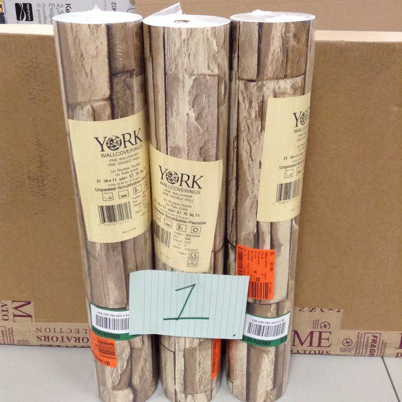lot 1 image: Lot of 3 York Wallcoverings 57 sq. ft. Travertine Wallpaper