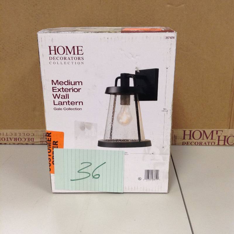 lot 36 image: Home Decorators Gale 1-Light Black Outdoor Wall Lantern