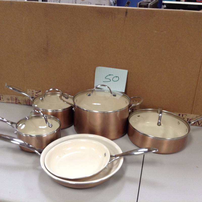 lot 50 image: Food Network 10 PC Cookware set never used howeversome light scratches present