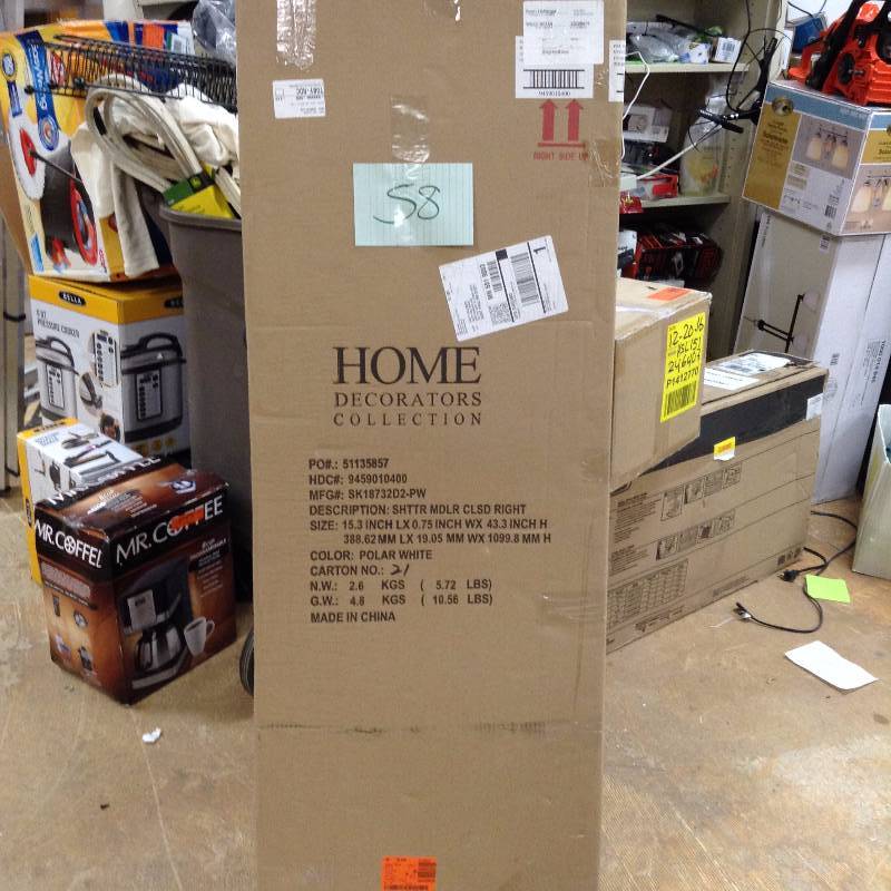 lot 58 image: Home Decorators Shutter 43.5 in. H x 15.5 in. W x 1 in. D Modular Closed Right Locker Door in Polar White New