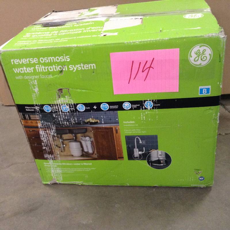 lot 114 image: General electric gxrm10rbl reverse osmosis filtration system Never used