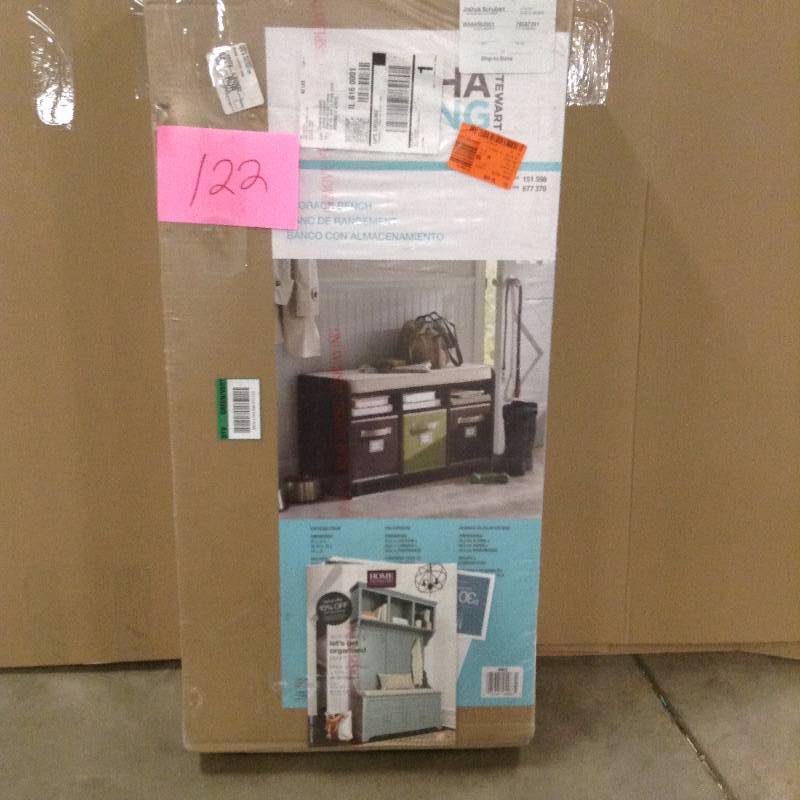 lot 122 image: Martha Stewart Living Benches 35 in. x 21 in. Espresso Storage Bench with Seat 4