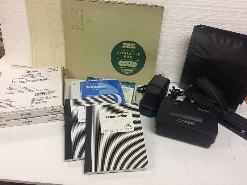 Assorted Office Equipment and Paper
